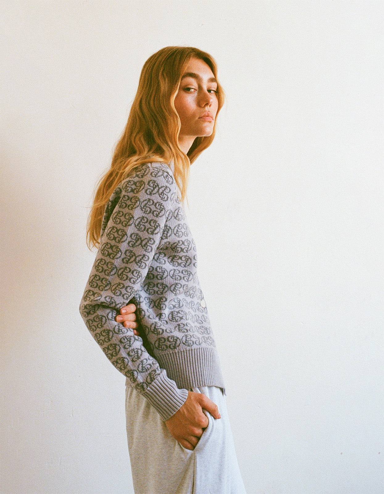 Cpd Monogram Cardigan - Sky/Navy