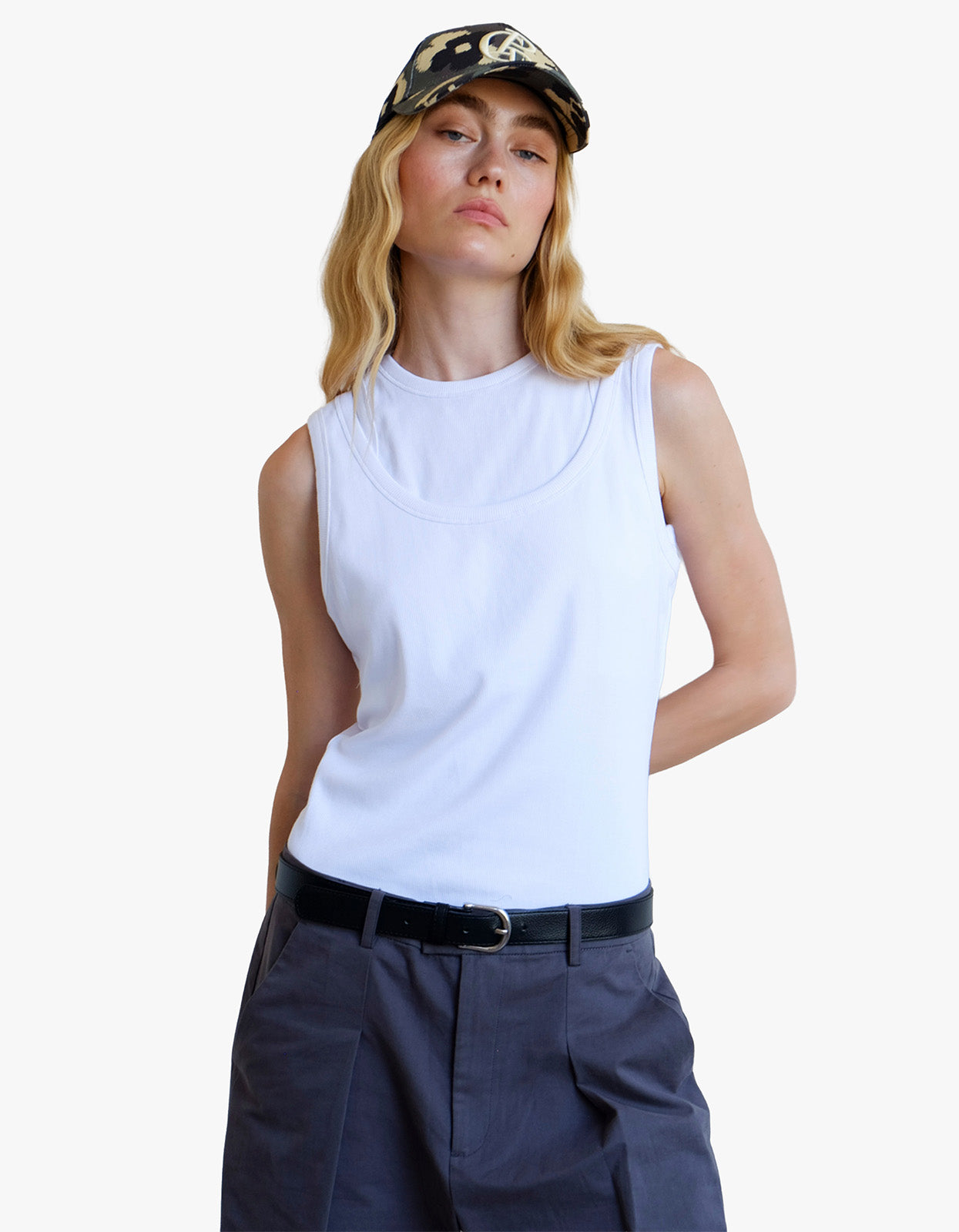 Millie Double Layer Tank - White