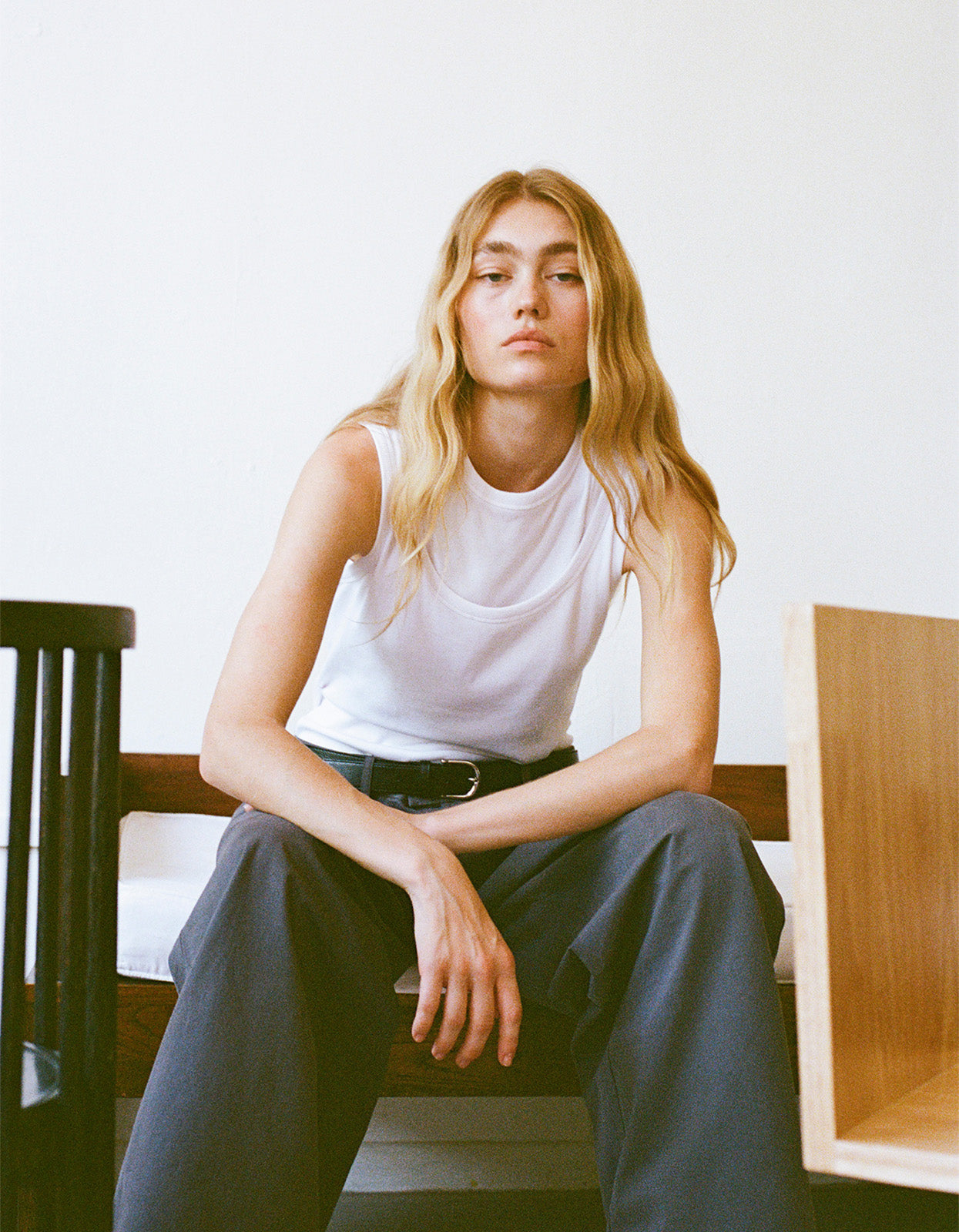 Millie Double Layer Tank - White