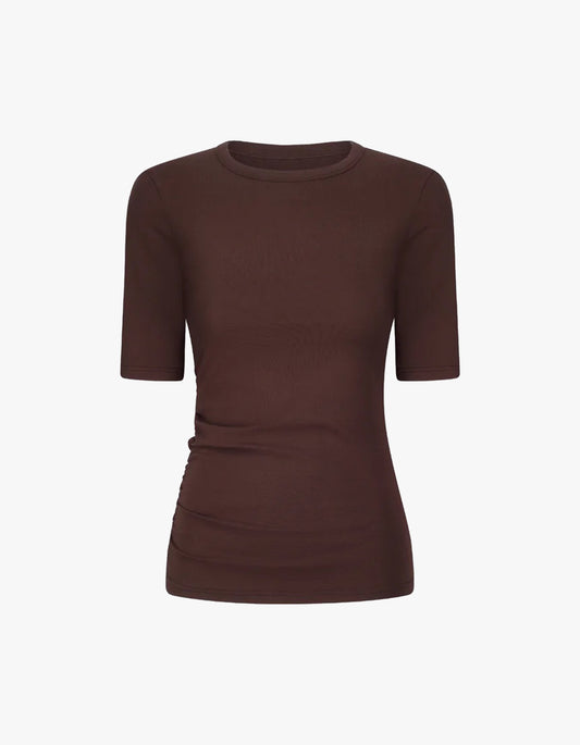 Ruched S/S Tee - Choc