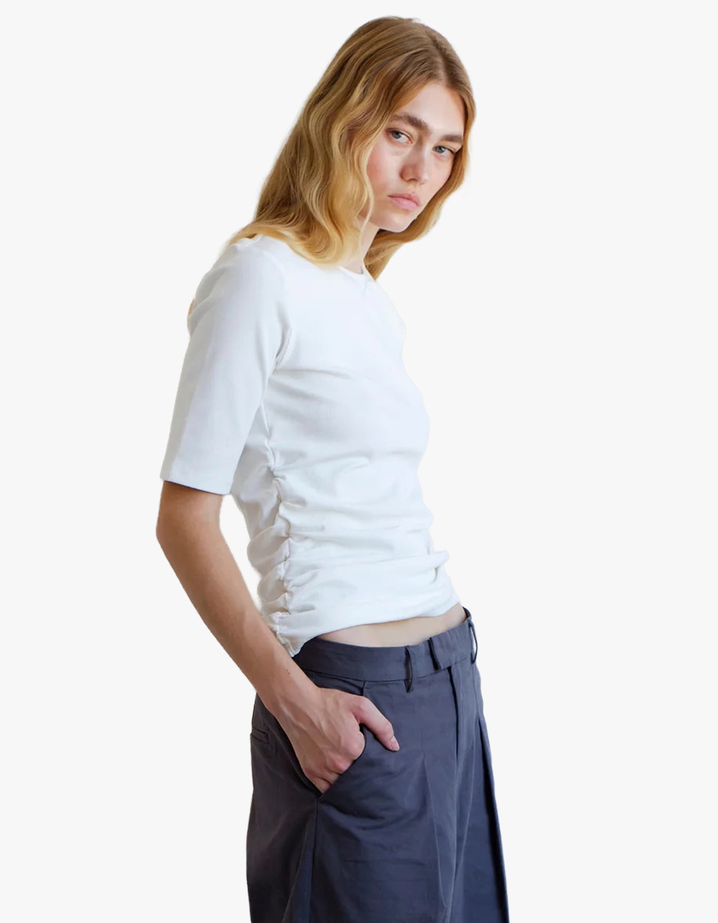 Ruched S/S Tee - Ivory