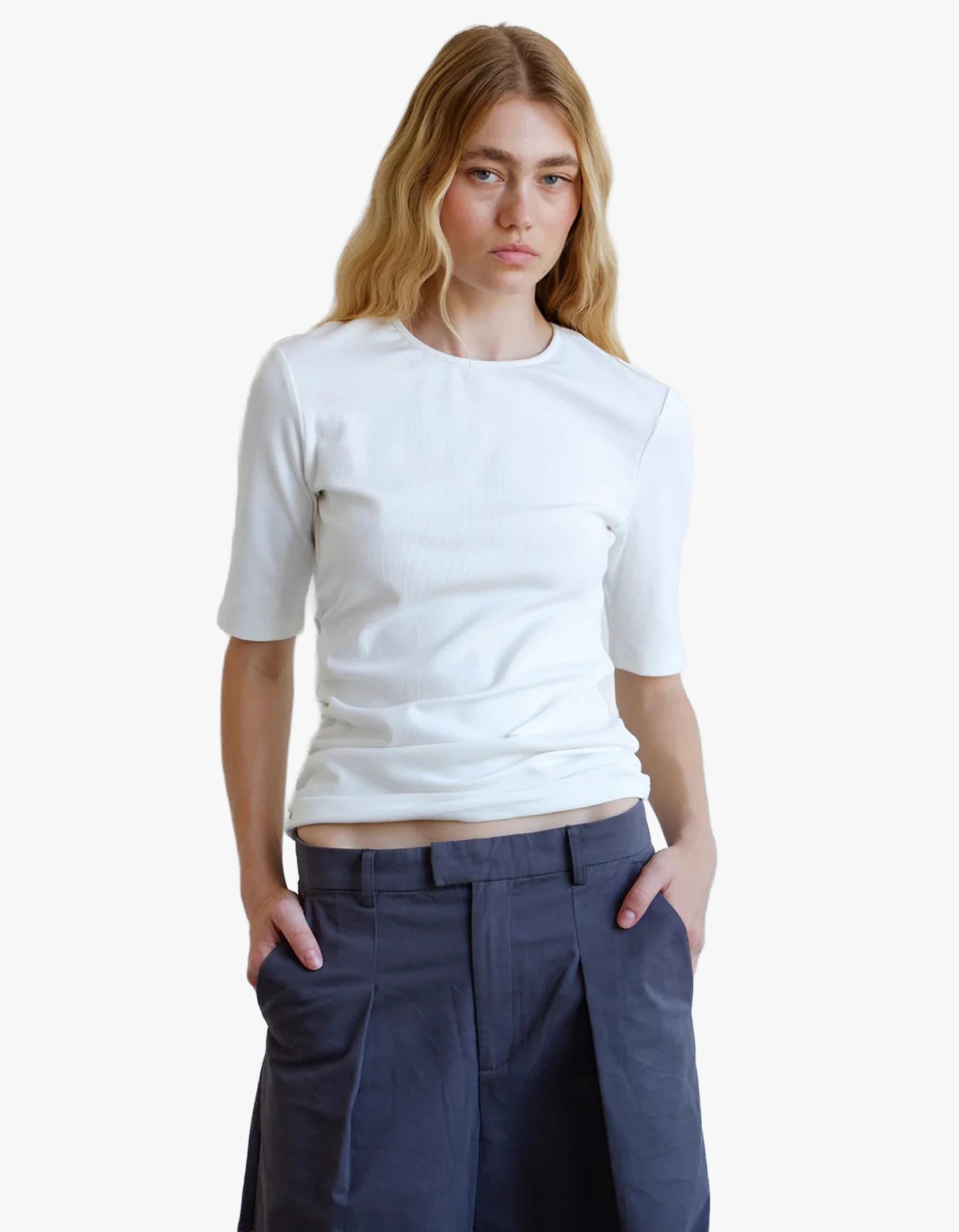 Ruched S/S Tee - Ivory