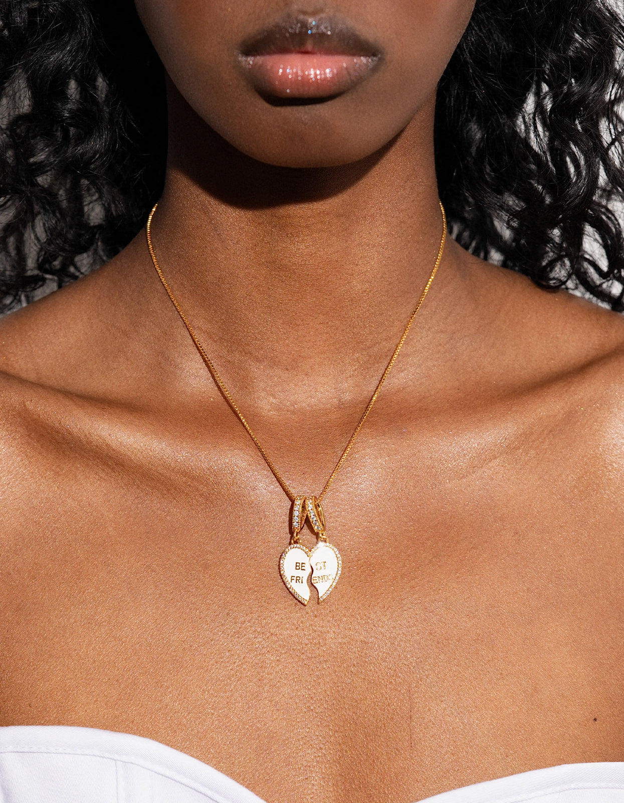 Best Friend Pendent Necklace Set - Powder