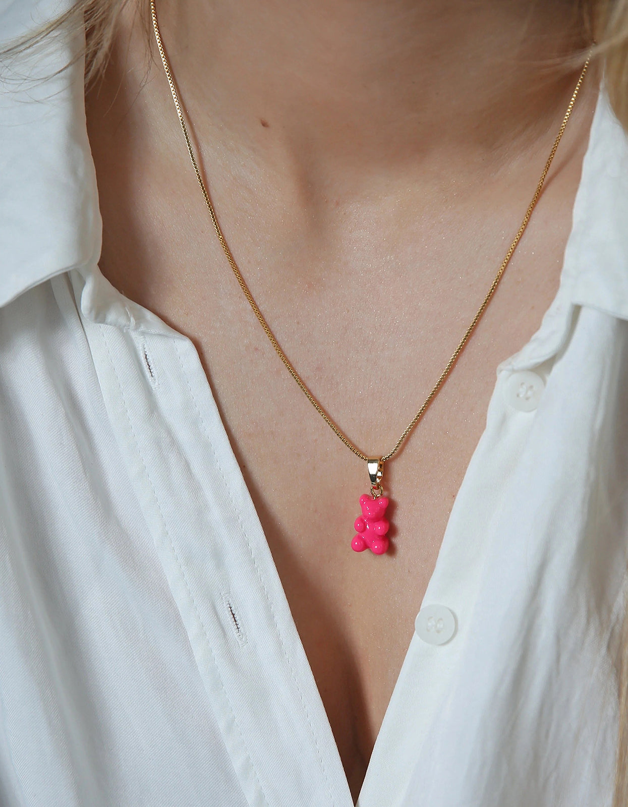 Superette | Nostalgia Bear Gold Chain Necklace - Cosmopolitan