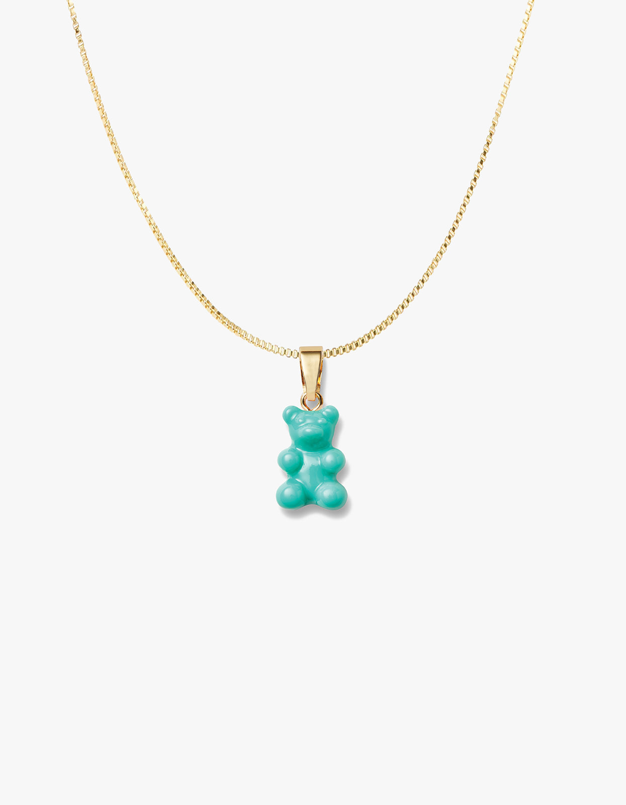 Superette | Nostalgia Bear Gold Chain Necklace - Mykonos Blue