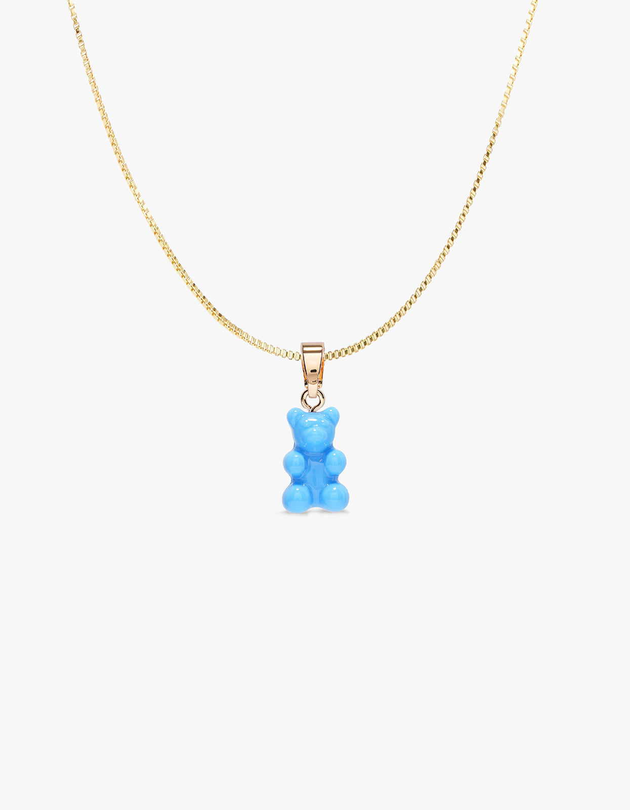 Superette | Nostalgia Bear Gold Chain Necklace - Sky Blue