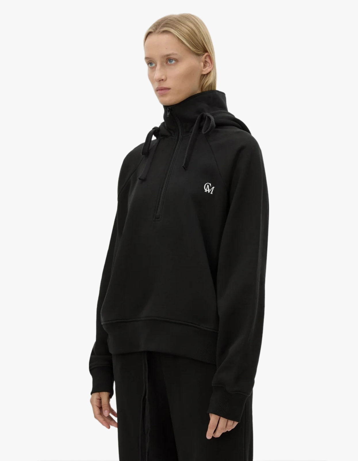 Lyra Emb Hoodie - Black/White