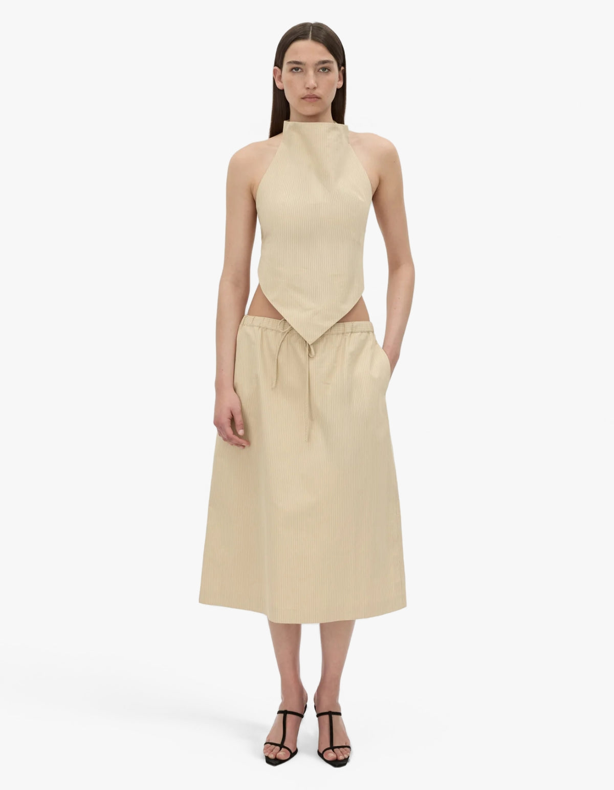 Oren Stripe Midi Skirt - Ochre Stripe