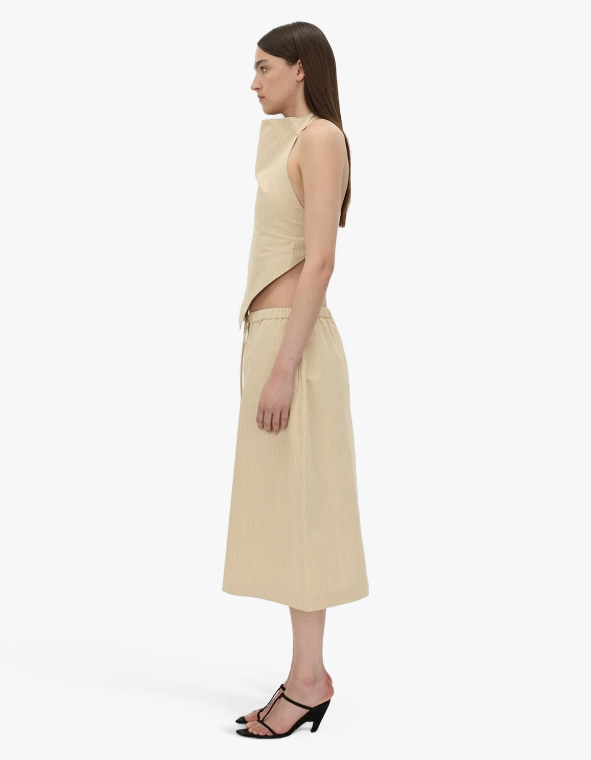 Oren Stripe Midi Skirt - Ochre Stripe