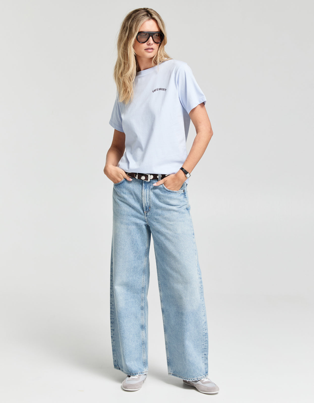 Cafe Society Tee - Pale Blue