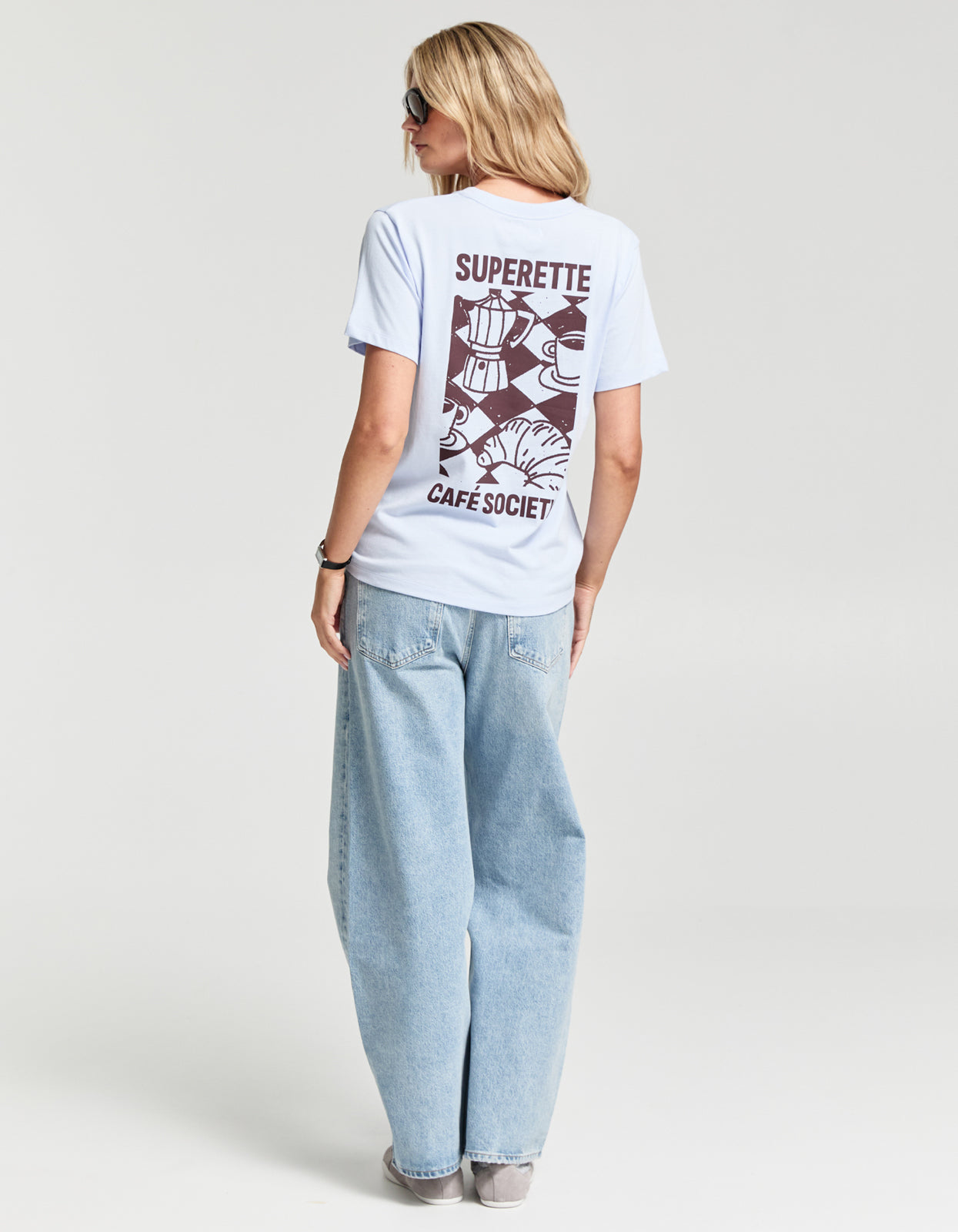 Cafe Society Tee - Pale Blue