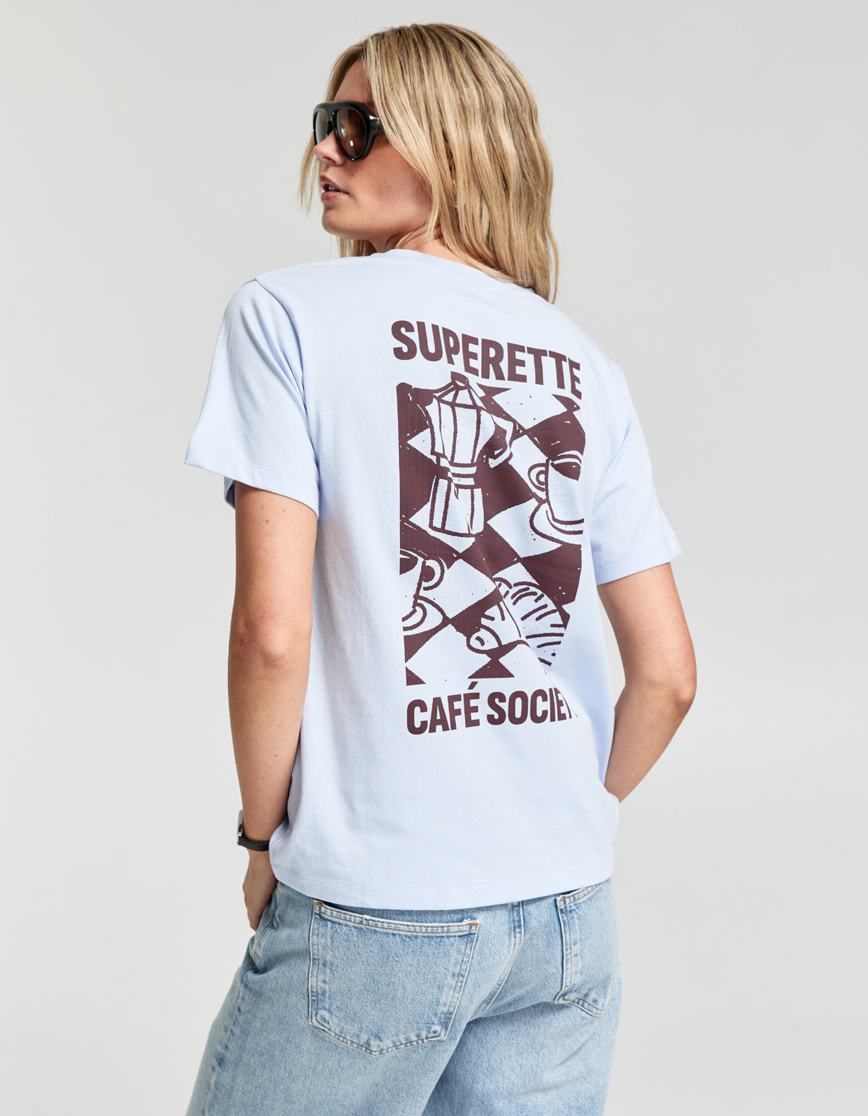 Cafe Society Tee - Pale Blue