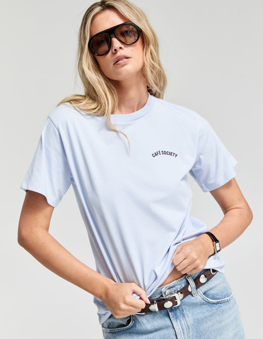 Cafe Society Tee - Pale Blue