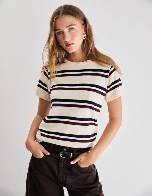 Capri Tee - Ivory Stripe