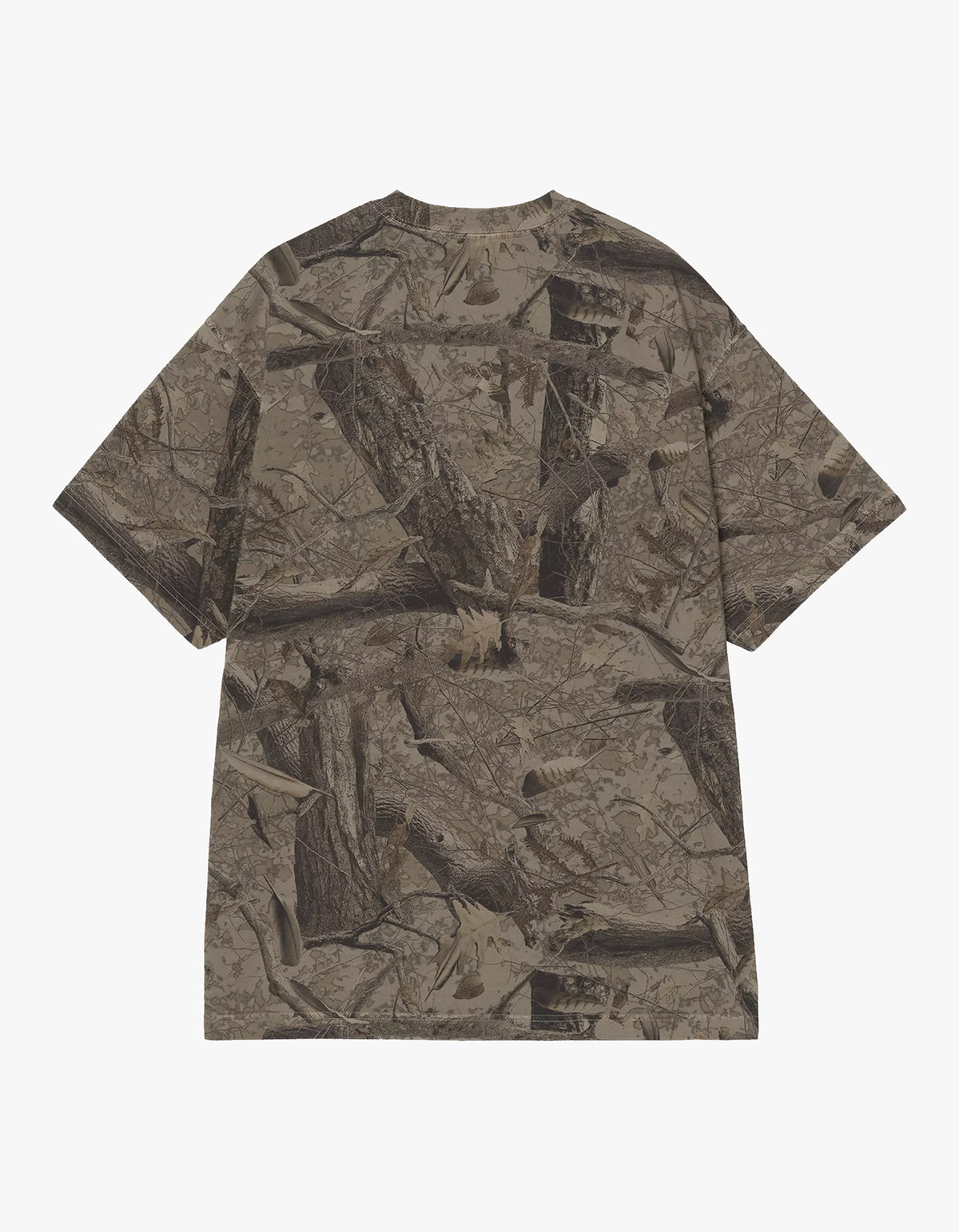S/S Feather Tree T Shirt - Camo Feather Tree, Khaki/Shungite Garment Dyed