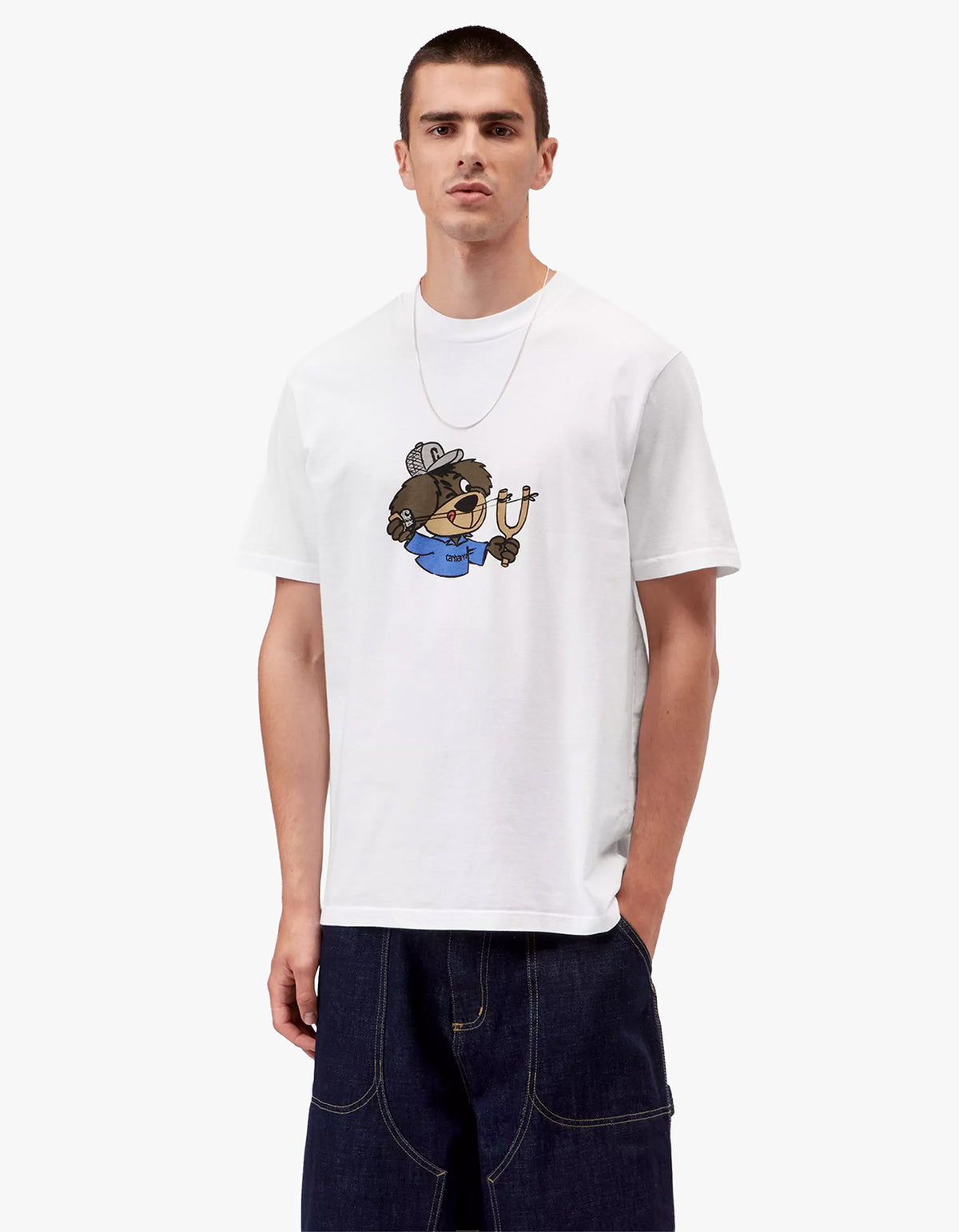 S/S Slingshot T Shirt - White Heavy Enzyme Wash