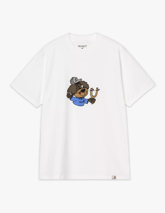 S/S Slingshot T Shirt - White Heavy Enzyme Wash