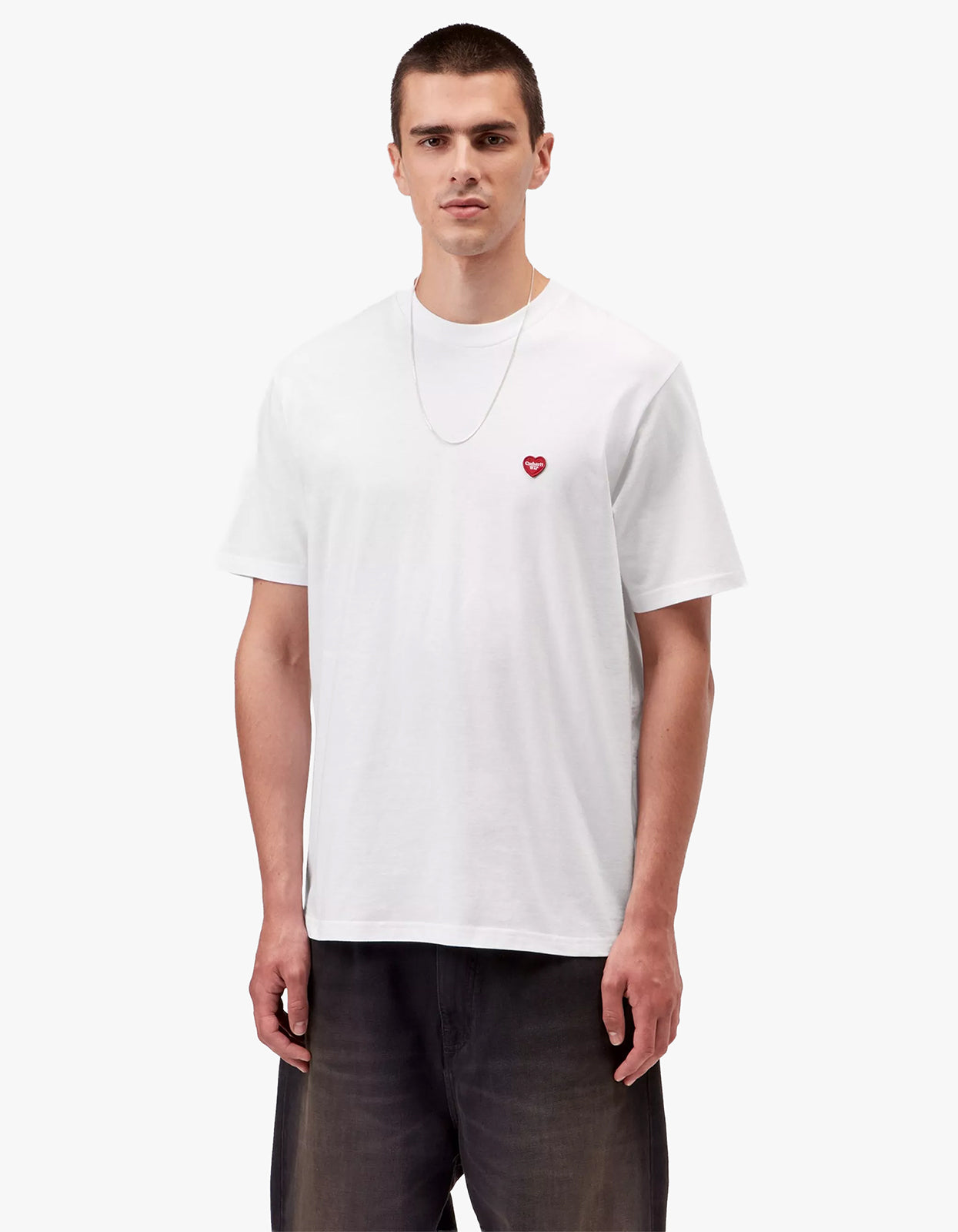 S/S Small Heart T Shirt - White/Red