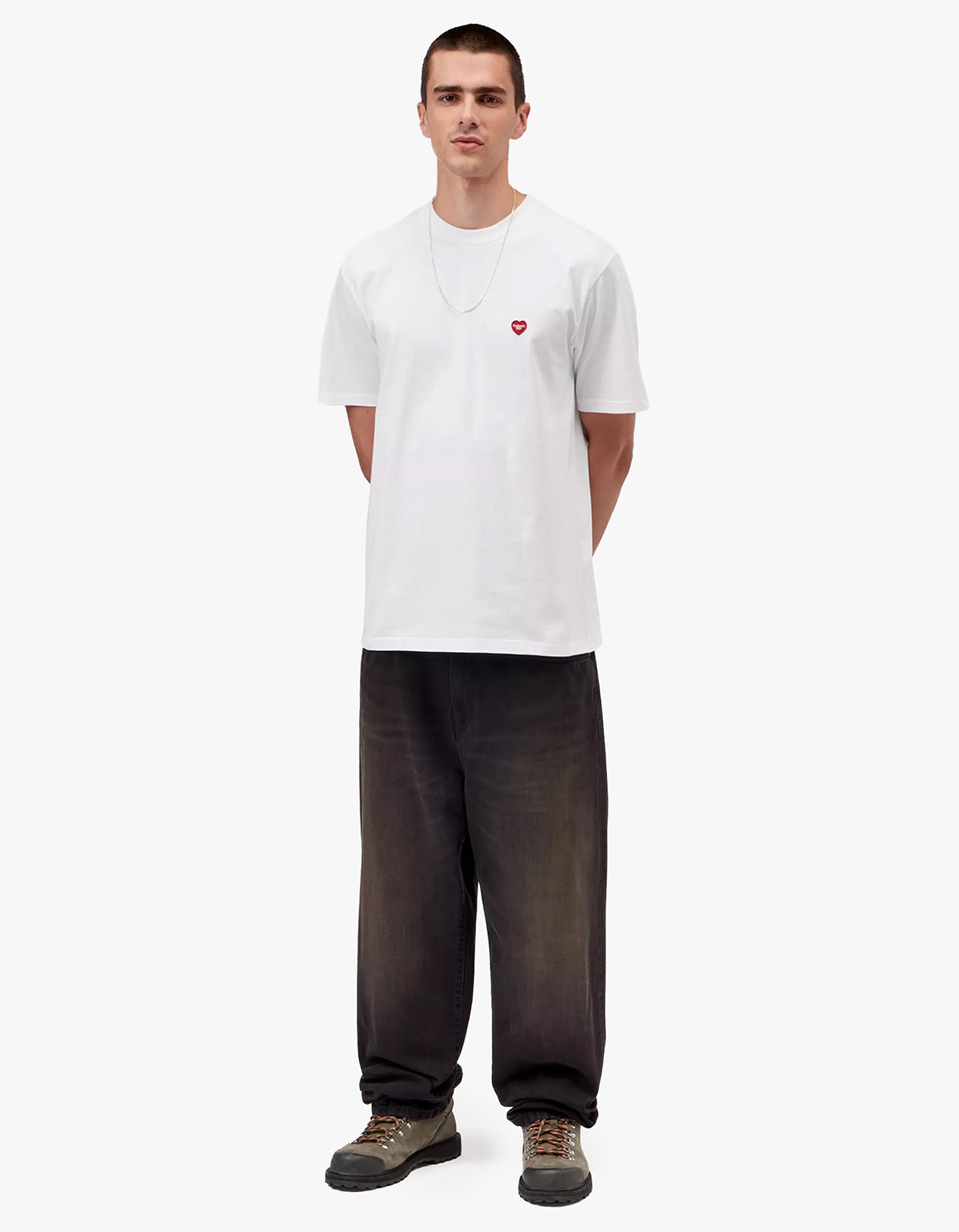 S/S Small Heart T Shirt - White/Red