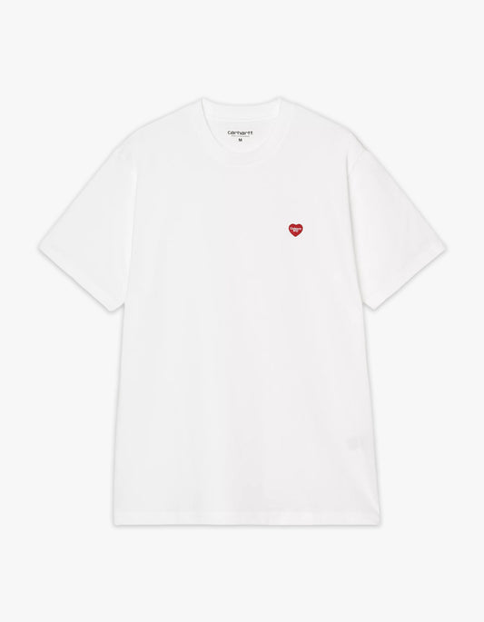 S/S Small Heart T Shirt - White/Red
