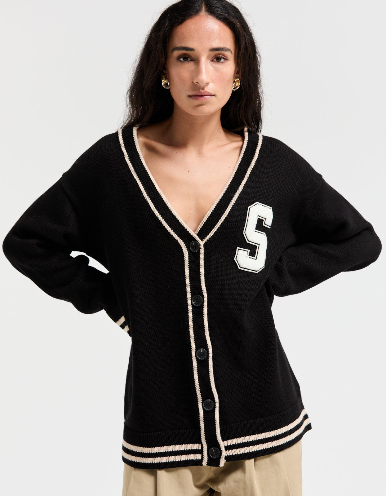 College Cardigan - Black
