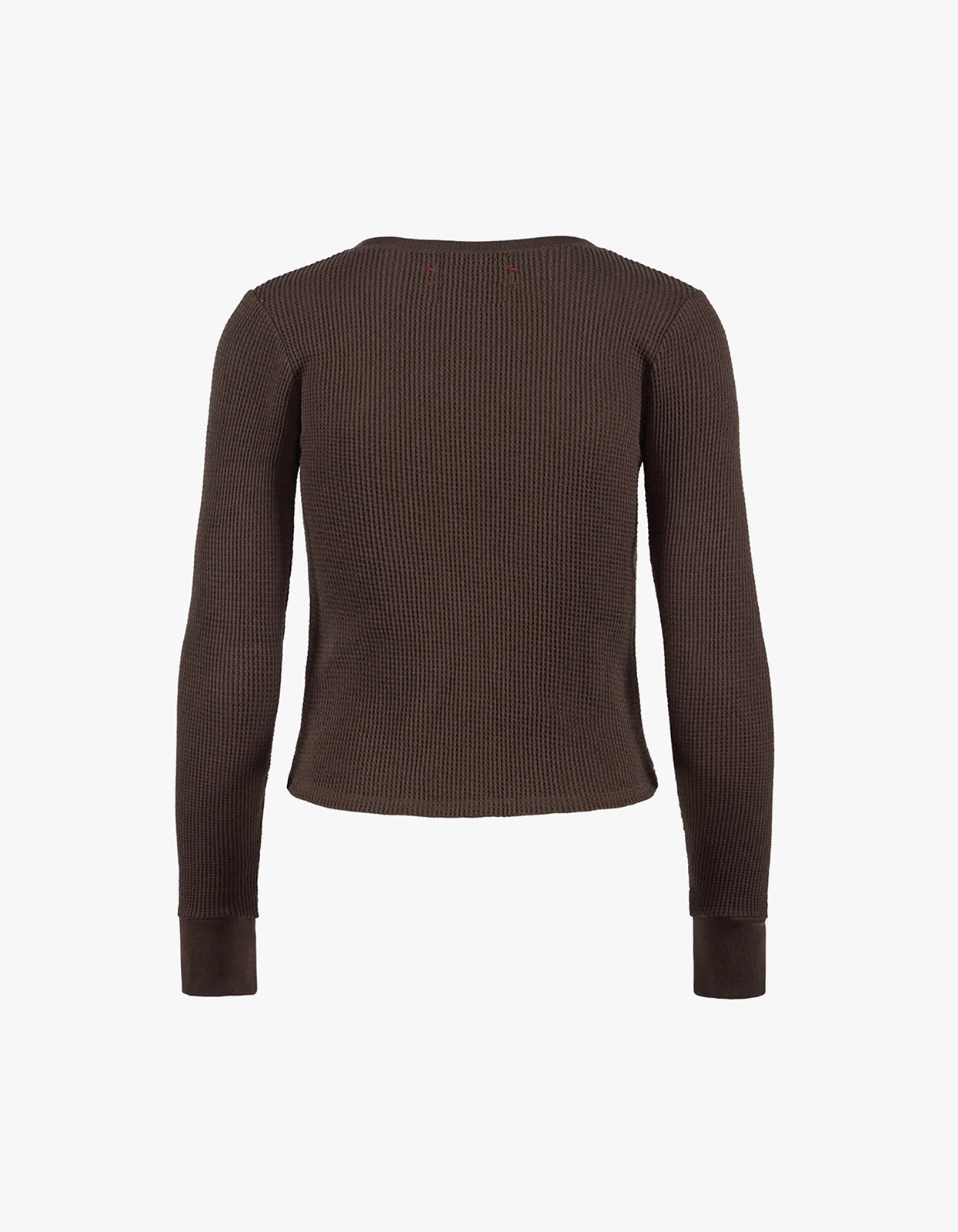 Fitted Long Sleeve Waffle T-Shirt - Umber