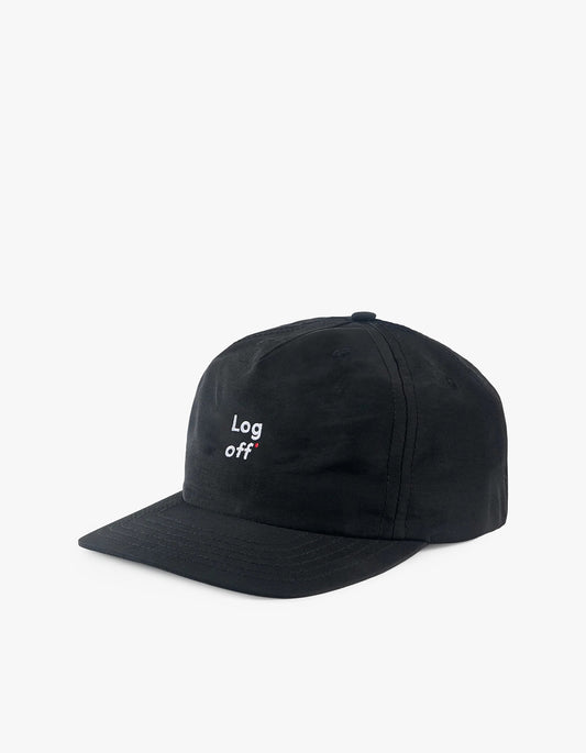 5 Panel Nylon Hat - Log Off Black