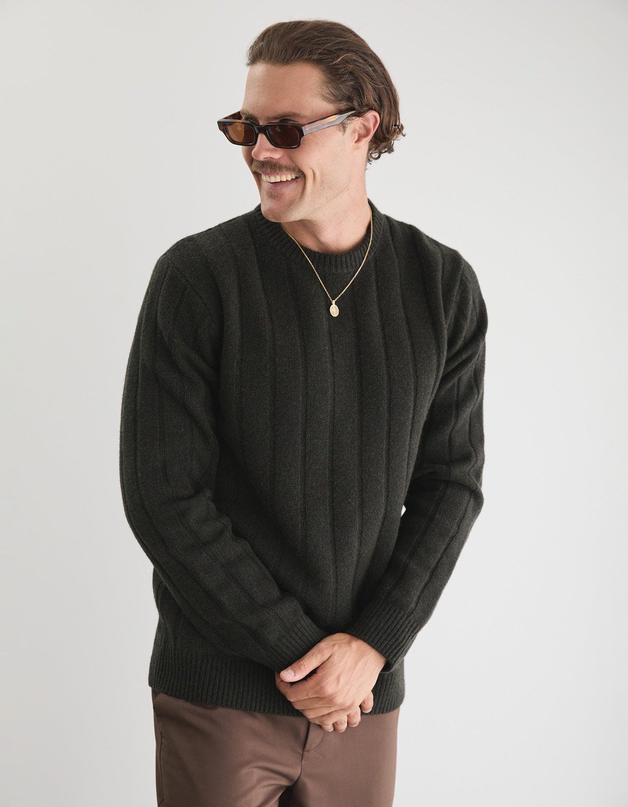 Leroy Crew Knit - Forest Green