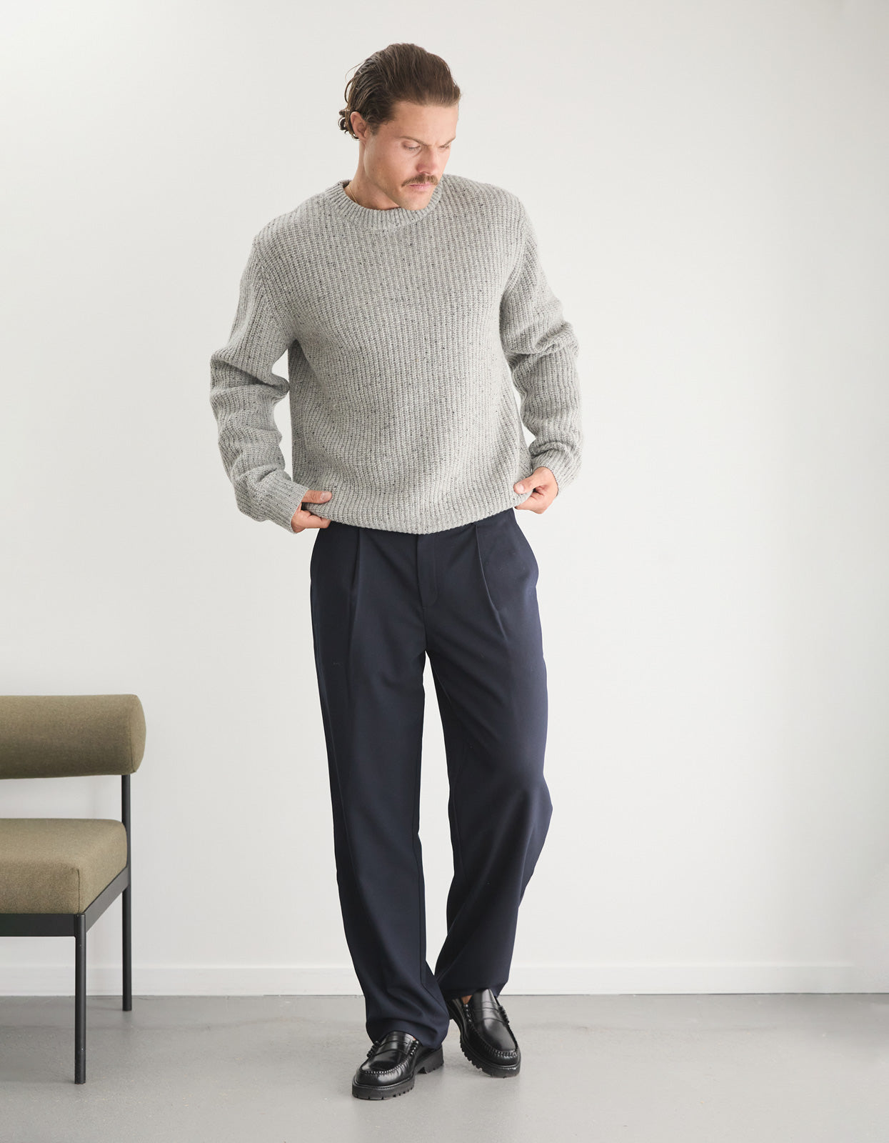 Elroy Crew Knit - Grey Speckle