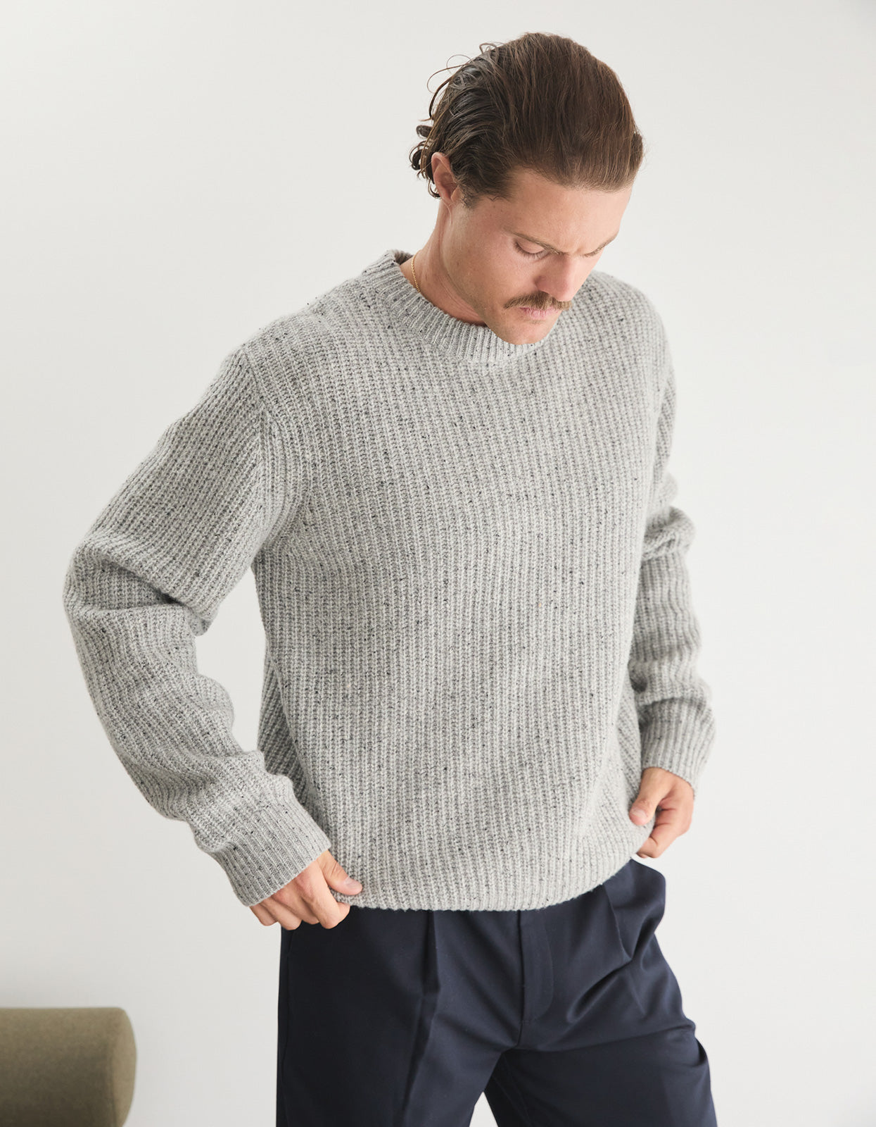 Elroy Crew Knit - Grey Speckle