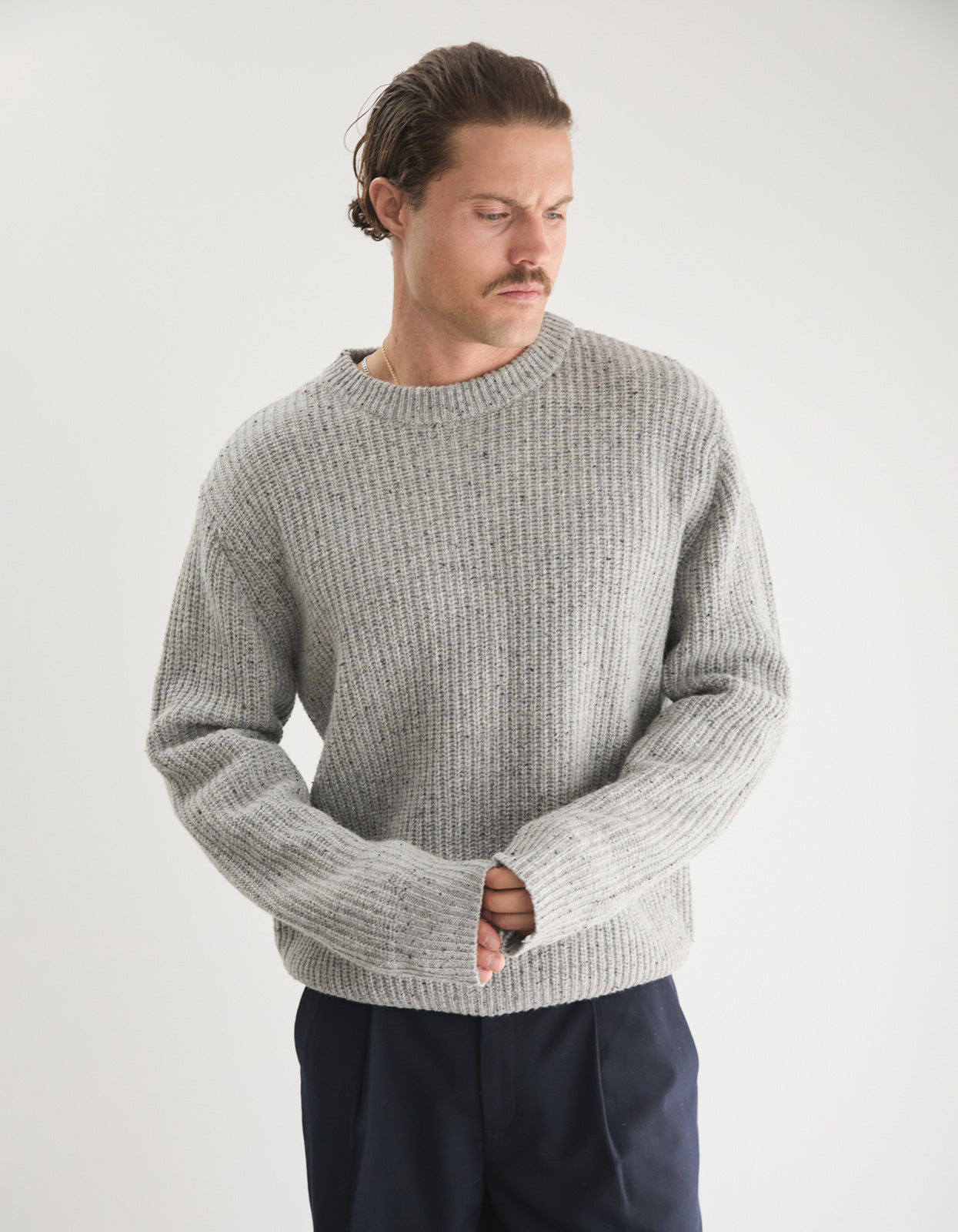 Elroy Crew Knit - Grey Speckle