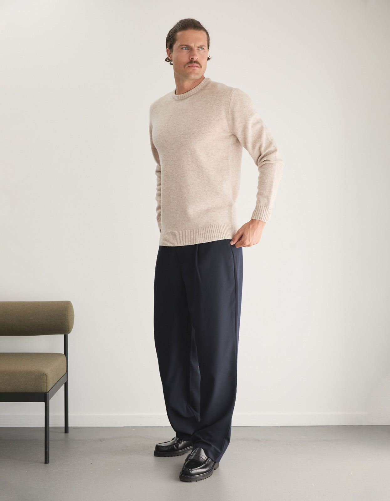 Shoal Wool Knit Crew - Oatmeal