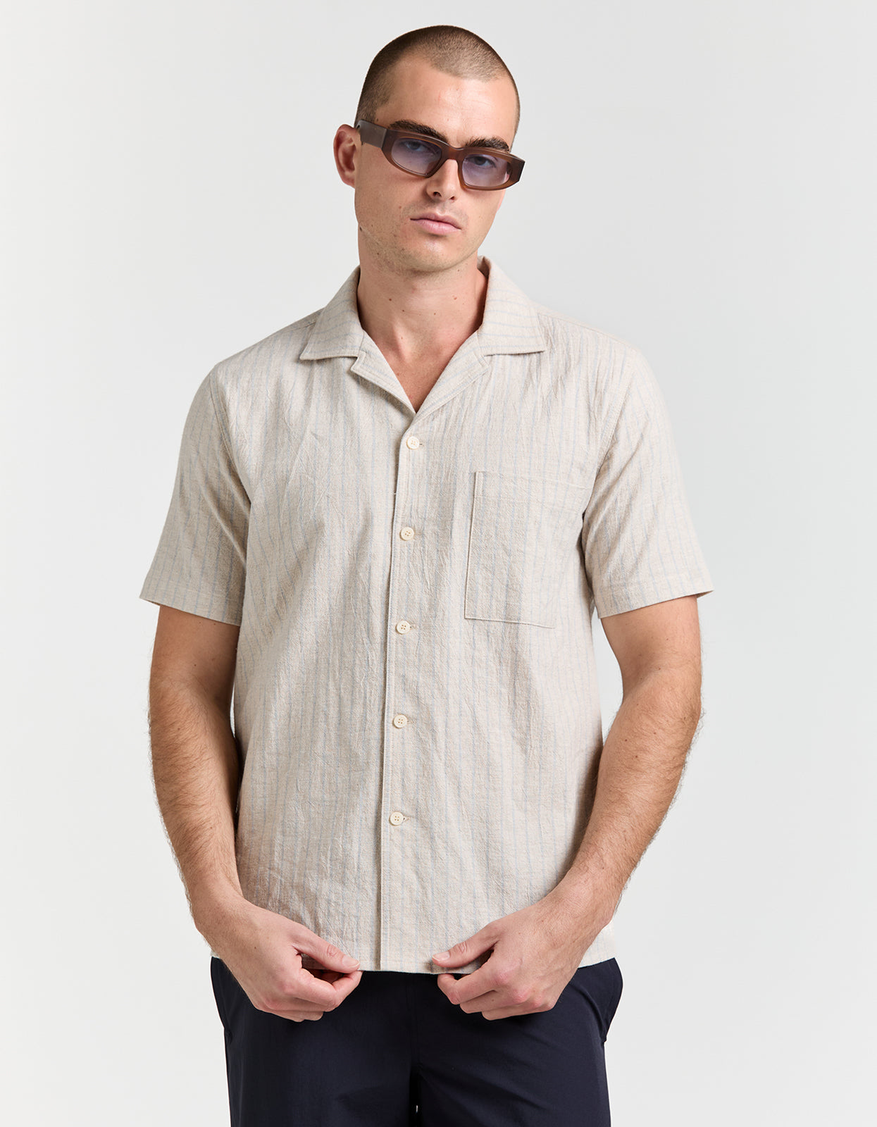 Irving Shirt - Oat/Blue