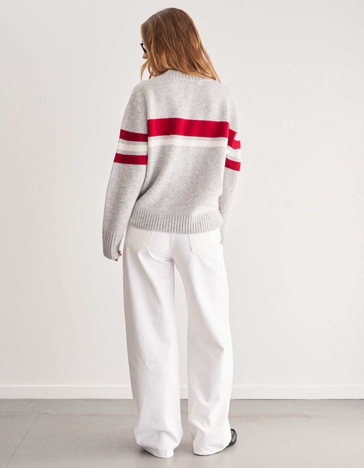 Dover Crew Knit - Grey/Red/Ivory