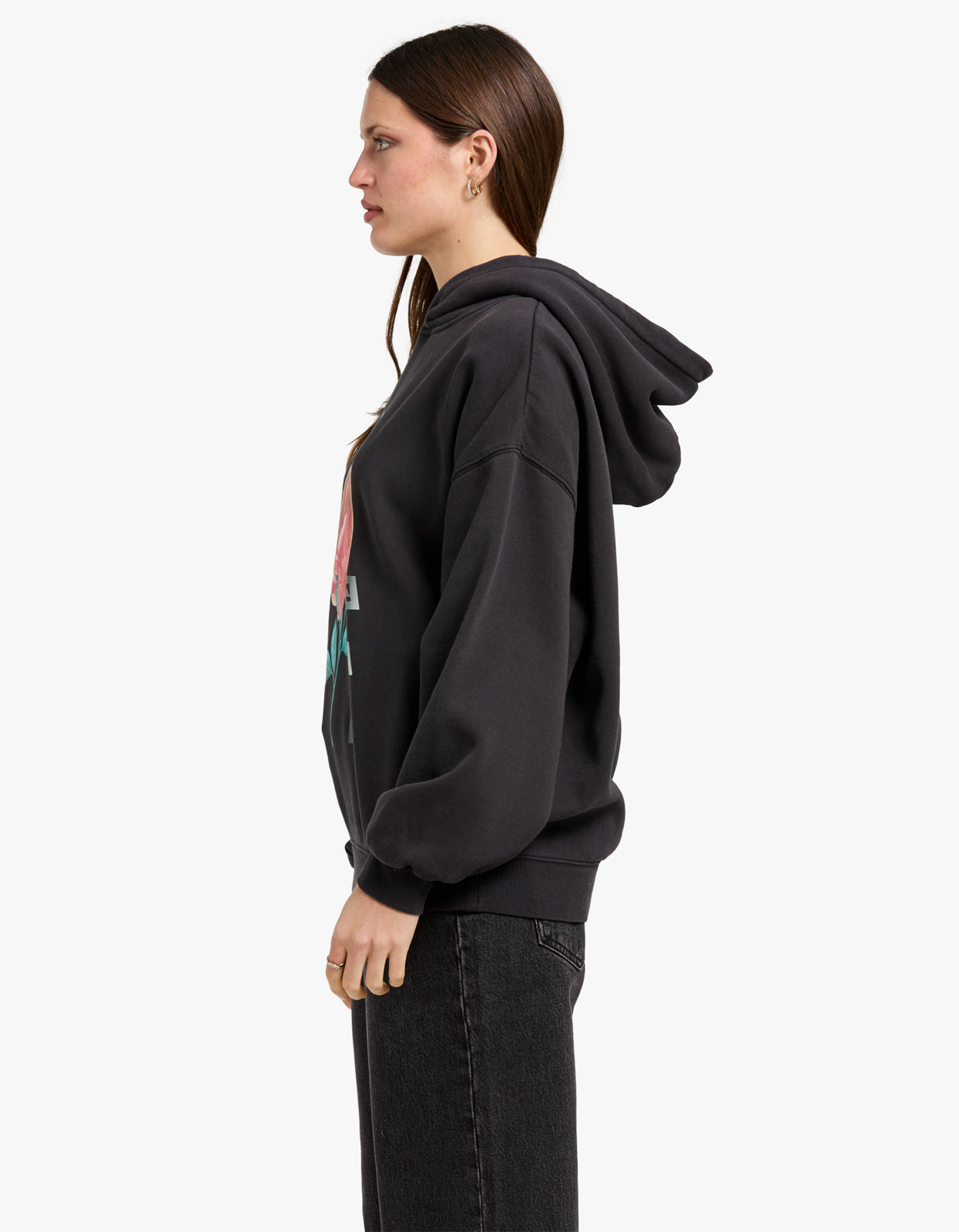 Flaming Rose Hoodie - Vintage Black