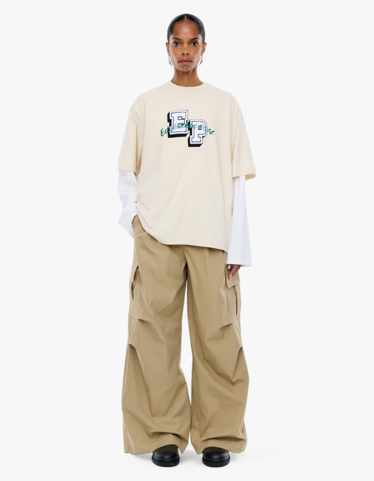 Pelly Collegiate Long Sleeve Tee - Ecru/Vintage White