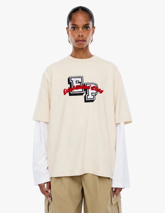 Pelly Collegiate Long Sleeve Tee - Ecru/Vintage White