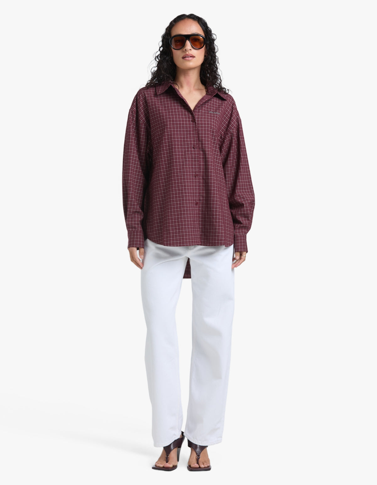 Gigi Everyday Check Shirt - Burgundy Check