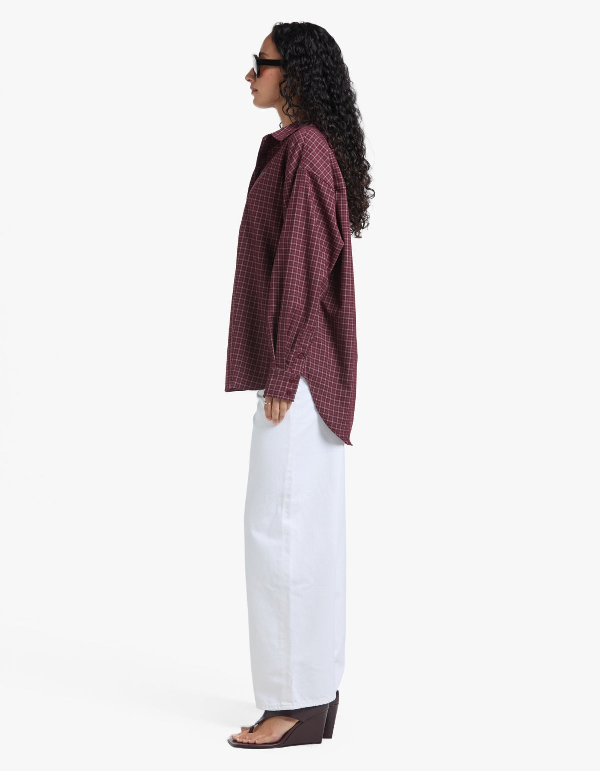 Gigi Everyday Check Shirt - Burgundy Check