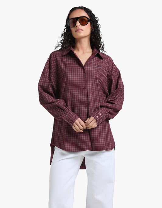 Gigi Everyday Check Shirt - Burgundy Check