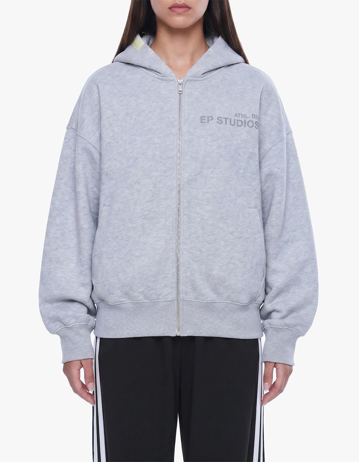 Arlow Zip Thru Hoodie - Mid Grey Marle