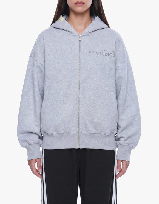 Arlow Zip Thru Hoodie - Mid Grey Marle