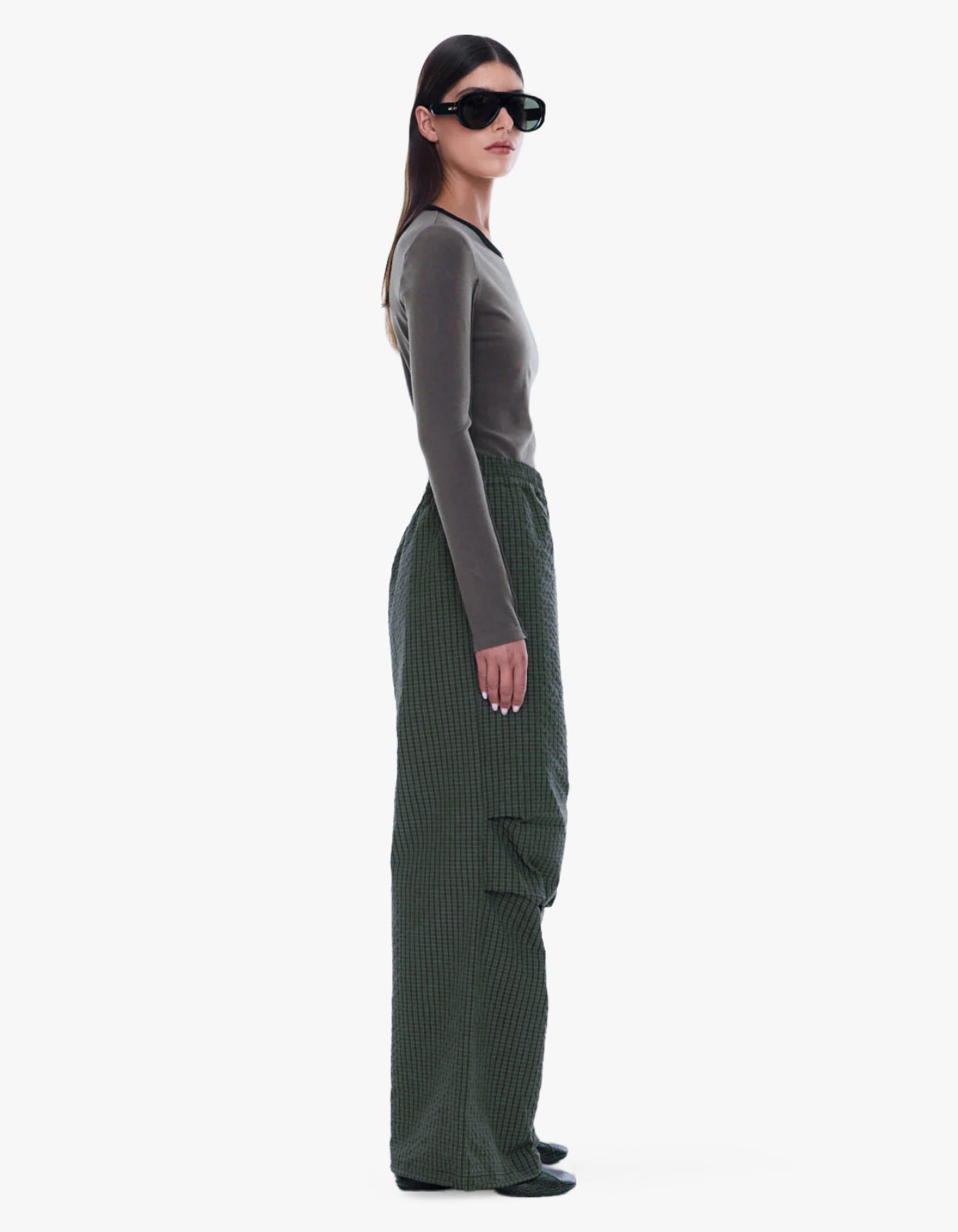 Fallon Relaxed Pant - Olive Check