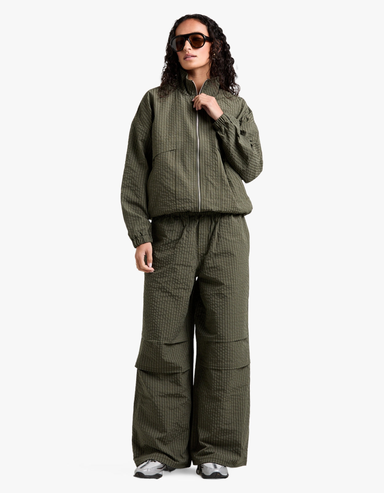 Fallon Zip Thru Jacket - Olive Check