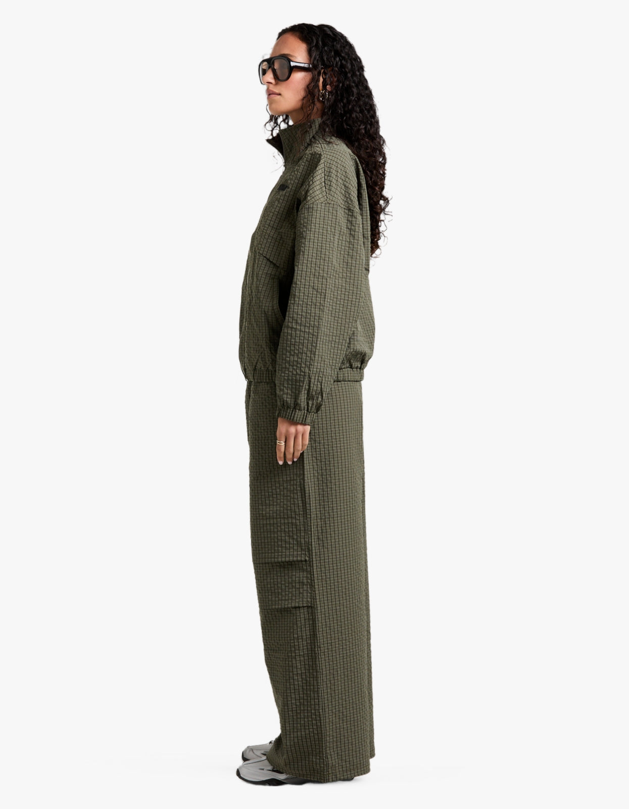 Fallon Zip Thru Jacket - Olive Check