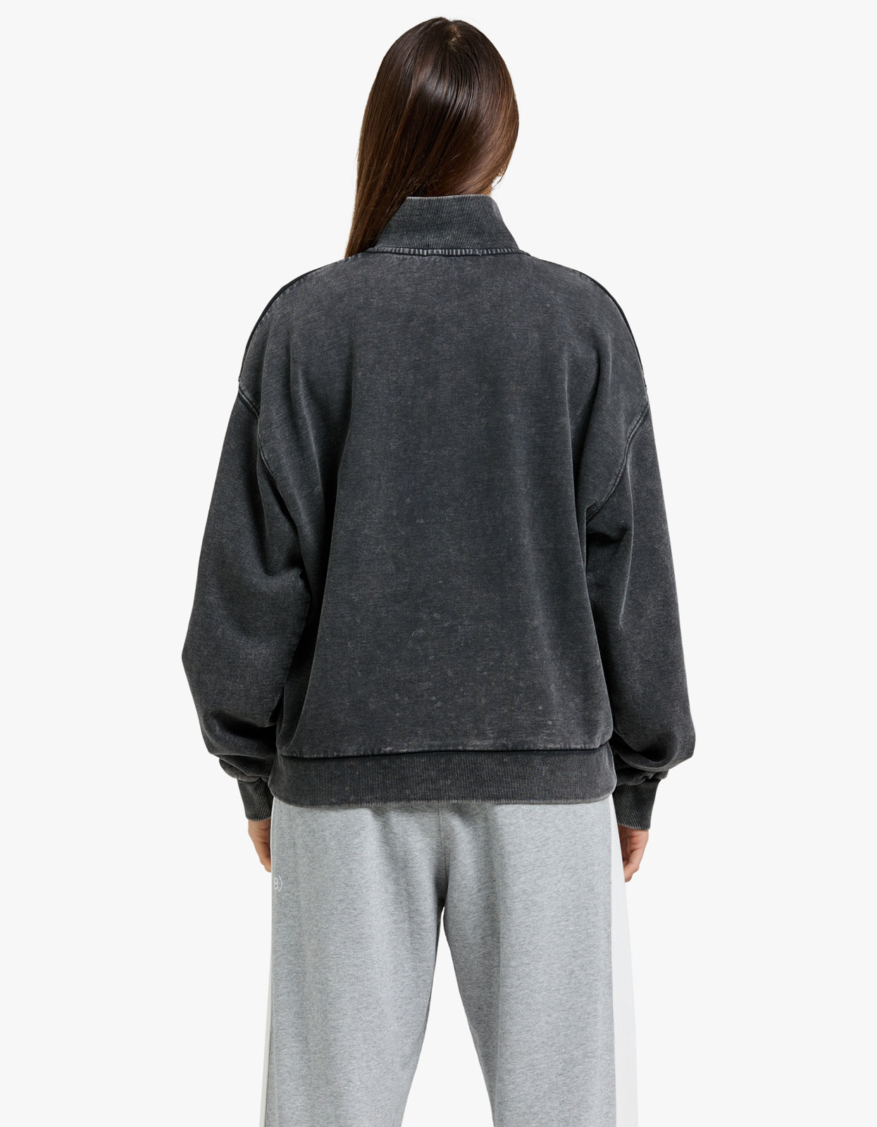 Andie Qtr Zip Sweatshirt - Washed Shadow Grey