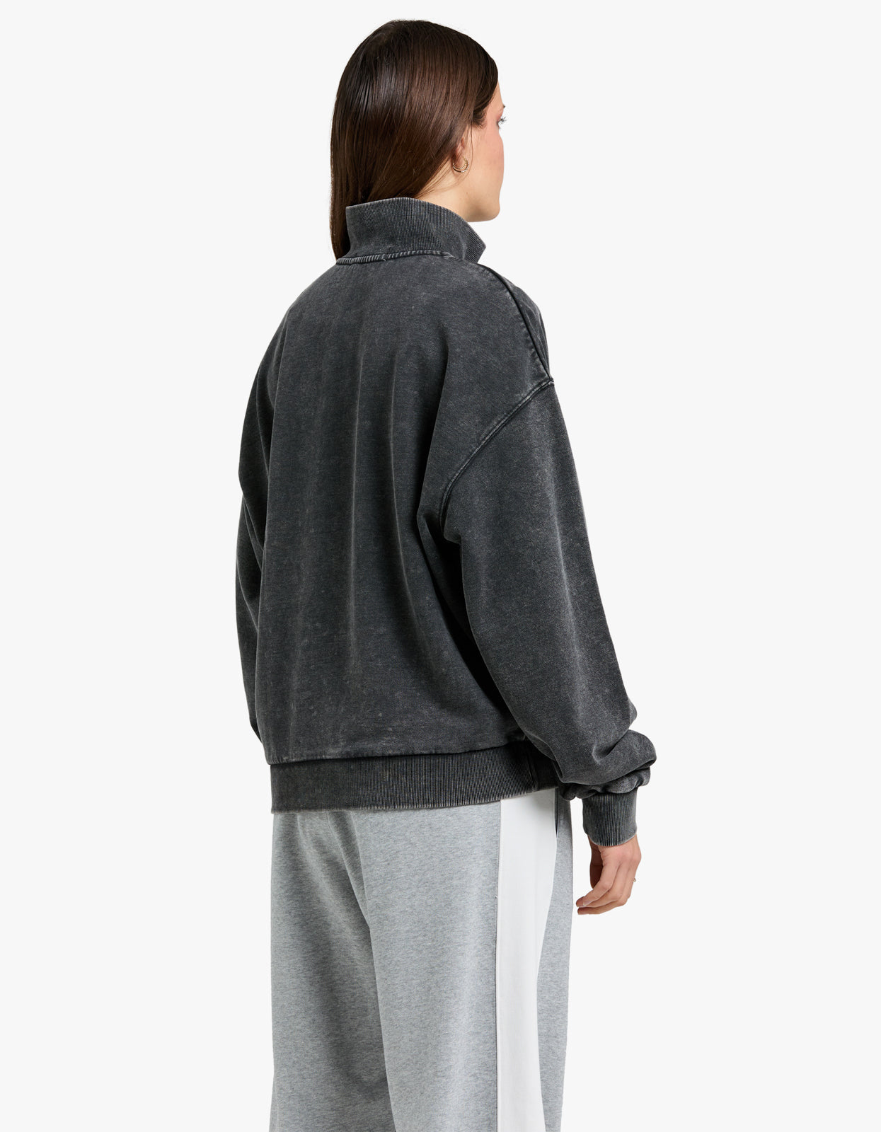 Andie Qtr Zip Sweatshirt - Washed Shadow Grey