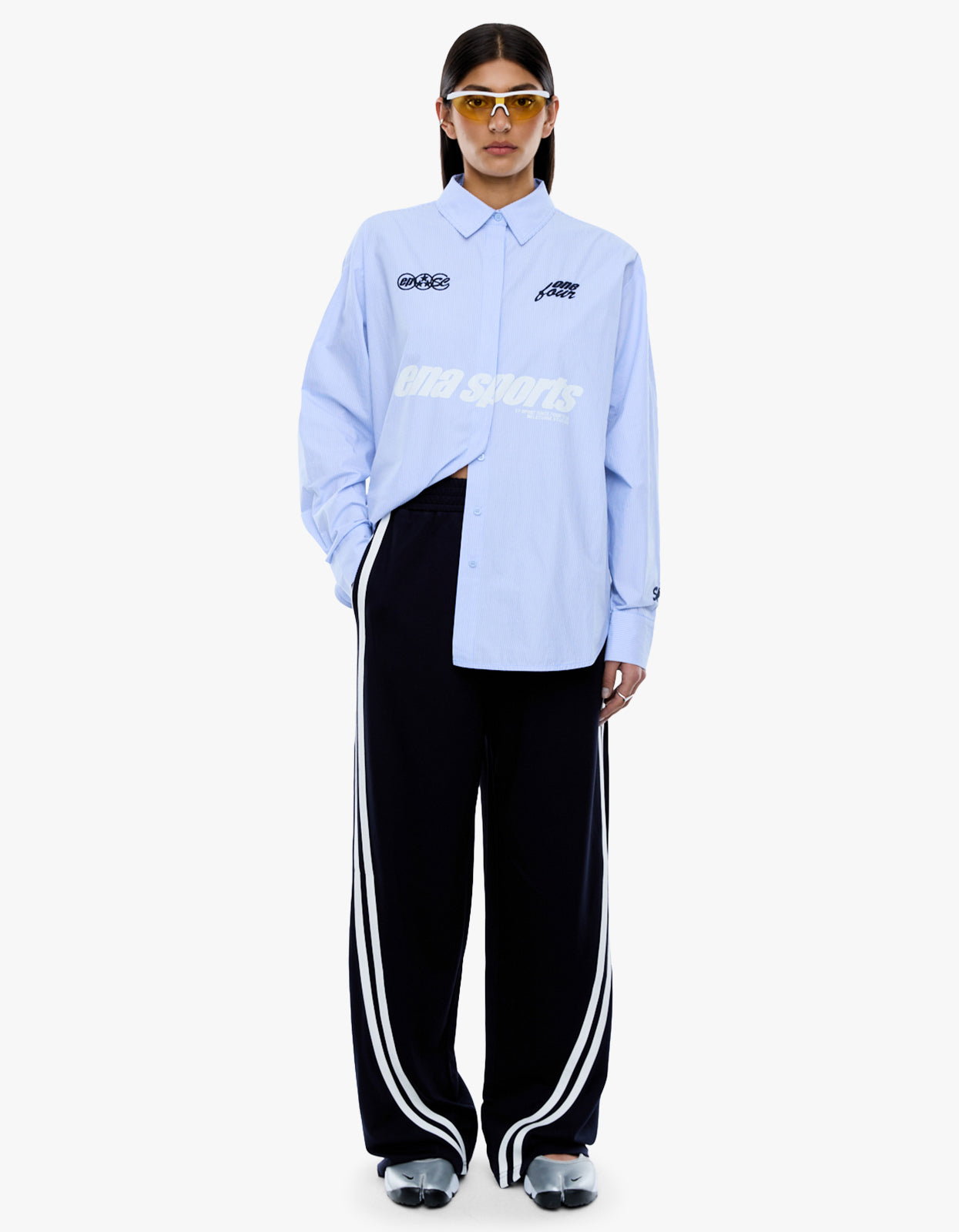 Ena Sports Shirt - Powder Blue Stripe