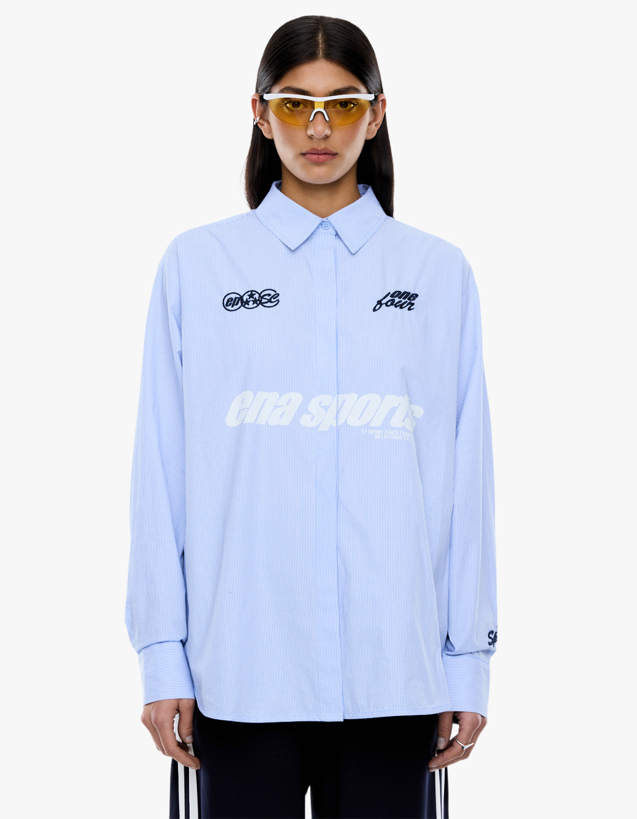 Ena Sports Shirt - Powder Blue Stripe