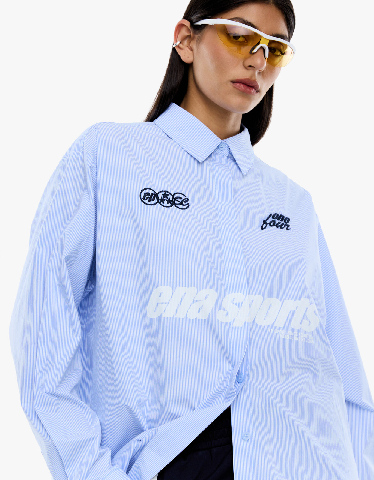 Ena Sports Shirt - Powder Blue Stripe